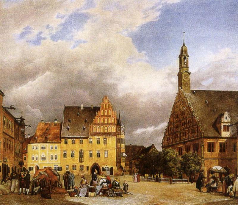 the market place zwickau, where schumann was born, johannes brahms